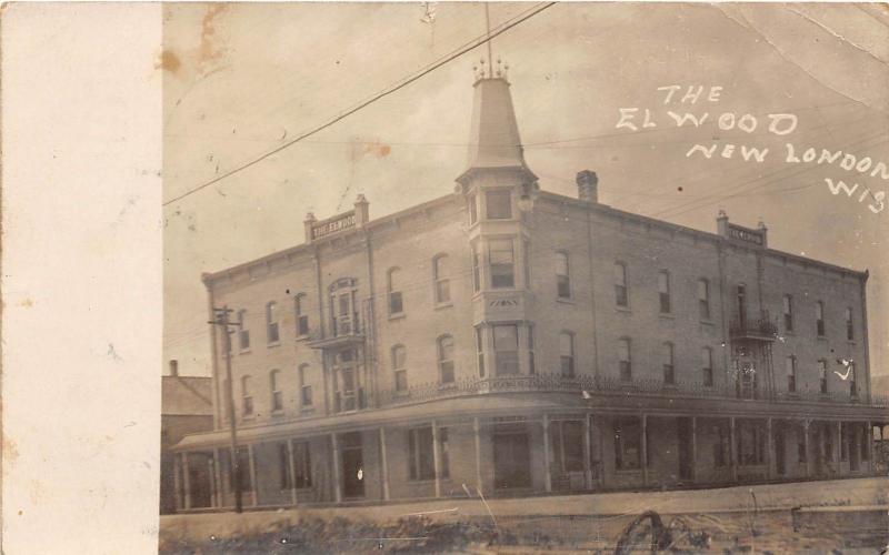 D14/ New London Wisconsin Wi Postcard Real Photo RPPC 1908 The Elwood