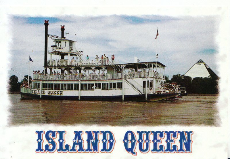 American Paddle Steamer Postcard - The Island Queen - Memphis Queen Line - 1250A