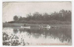 Boating Mossers Cove Lake Fremont Michigan 1908 postcard