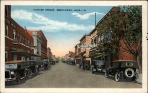 Greenwood Mississippi MS Howard Street Classic Cars Vintage Postcard