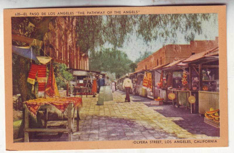 P555 JLs 1930-45 linen olyera street scene open market los angeles calif