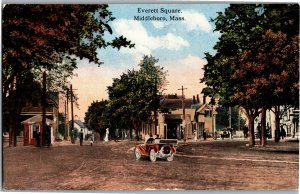 Everett Square, Middleboro MA c1915 Vintage Postcard V18