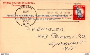 US Postal stationery 4c Statue of liberty New York 1956 to Lyndhurst NJ