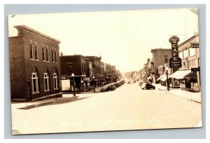 Vintage 1930's RPPC Postcard -  Antique Cars on Second Street Hudson Wisconsin