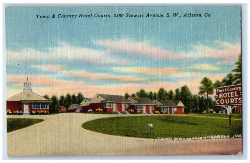 1952 Town & Country Hotel Courts Atlanta Georgia GA Vintage Postcard 