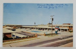 Norfolk Va VANN'S MOTEL East Ocean Ave with Car in Motion on Road Postcard S7