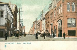 Postcard C-1910 Connecticut Bridgeport Main Street Trolleys Tuck undivided 24-43