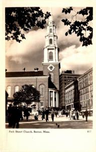 Massachusetts Boston Park Street Church Real Photo