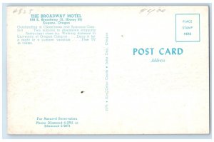 c1950's The Broadway Motel Roadside Cars Eugene Oregon OR Vintage Postcard