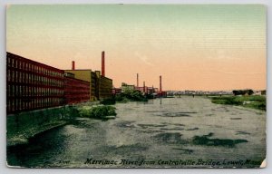 Merrimac River From Centralville Bridge Lowell Massachusetts Postcard L30