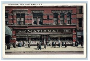 c1915 National Drug Store Soda Fountain Buffalo New York NY Unposted Postcard