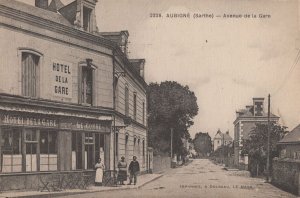 Aubigne Hotel De La Gare Avenue Antique French Postcard