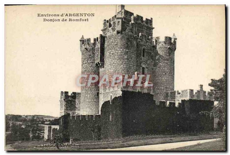 Old Postcard vicinity D & # 39Argenton Dungeon From Romfort