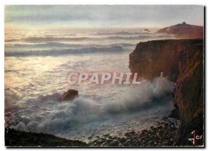 Postcard Modern Colors in Brittany Quiberon Morbihan Storm on the Cote Sauvage