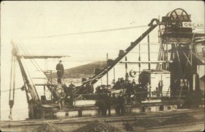 Shells or Rocks? Large Conveyor Men Working Labor c1910 Real Photo Postcard