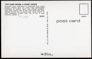 Classic Car Postcard 1929 FORD Model A Sport Coupe