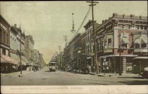 Leavenworth KS Dealware St. c1910 Postcard