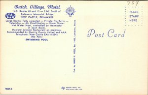 Vtg 1950s Dutch Village Motel Aerial View New Castle Delaware DE Postcard