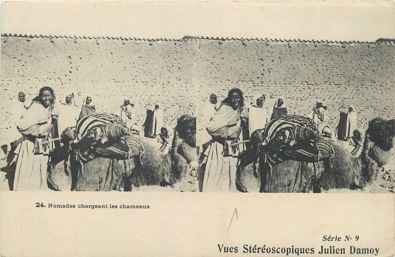 Postcard Stereo view Algeria ethnic life Alger black nomades