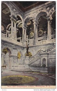 Interior View, Main Hall Congressional Library, Washington DC, PU-1913