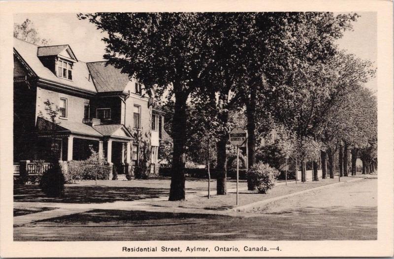 Aylmer Ontario ON Residential Wellington Street Unused Vintage Postcard E35