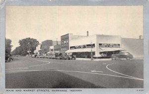 Nappanee Indiana Main and Market Streets Schultz Bros. Co. Vintage PC U2674