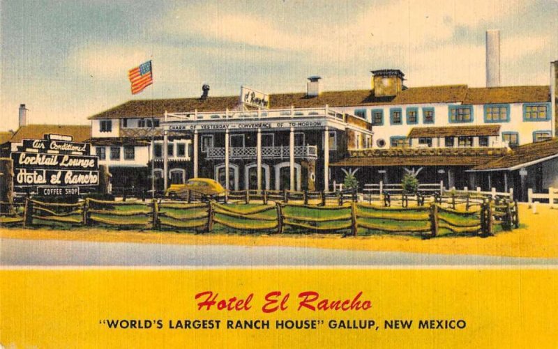 Gallup New Mexico Hotel El Rancho Linen Vintage Postcard AA40899
