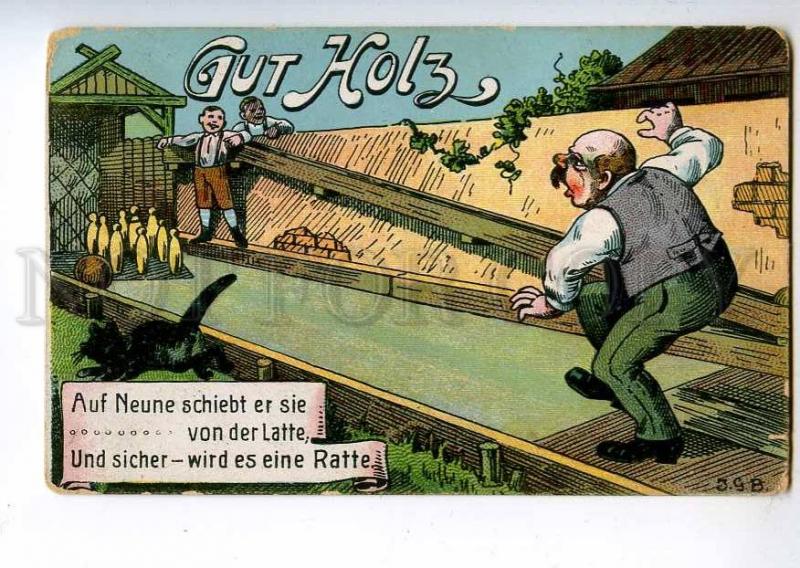 213933 GERMANY SPORT bowling struck the leg Vintage postcard