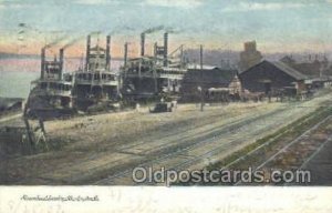 Steamboat Landing, Burlington, Iowa, USA Ferry Boats, Ship 1907 