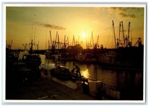 Scene At Twilight Shrimp Boats Dock Charleston South Carolina SC Postcard