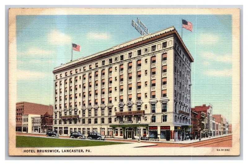 Hotel Brunswick Lancaster Pennsylvania PA UNP Linen Postcard Y13