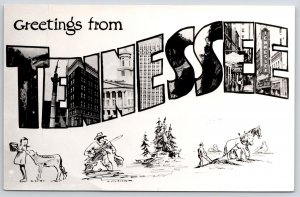 Vintage Postcard Large Letters Greetings from State of Tennessee Landmark Places
