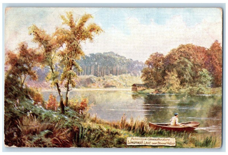 1907 Longfords Lake Near Stroud Valley Gloucestershire Oilette Tuck Art Postcard