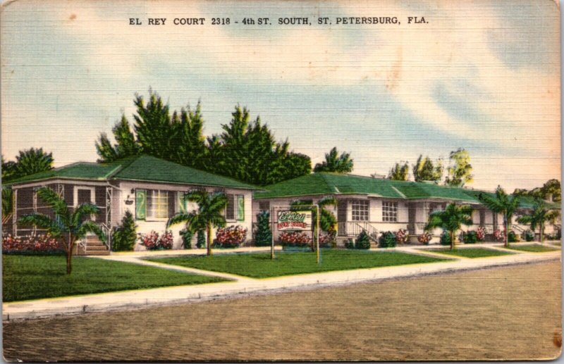 Linen Postcard El Rey Court 2318 4th St South in St. Petersburg, Florida