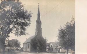 Mazomanie Wisconsin~Church & Homes Street Scene~c1905 Real Photo Postcard