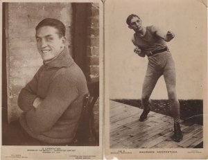 Georges Carpentier 1930s Boxing WW1 Pilot 2x Antique Worn Postcard s
