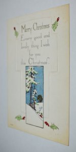 Merry Christmas Winter Scene Embossed Postcard C-154 Made in USA