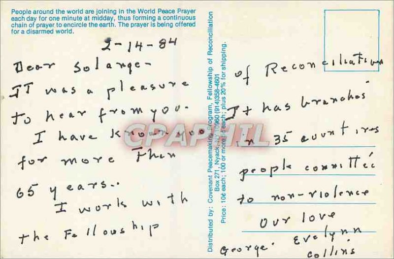 Postcards World Peace Prayer Modern