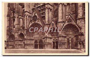 Old Postcard Bourges La Cathedrale The Western Gate