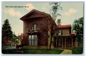 c1910 Elk's Club Statue Springfield Massachusetts MA Antique Postcard