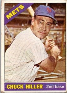 1966 Topps Baseball Card Chuck Hiller New York Mets sk1995