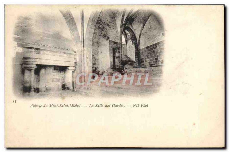 Old Postcard Mont Saint Michel abbey's guardroom