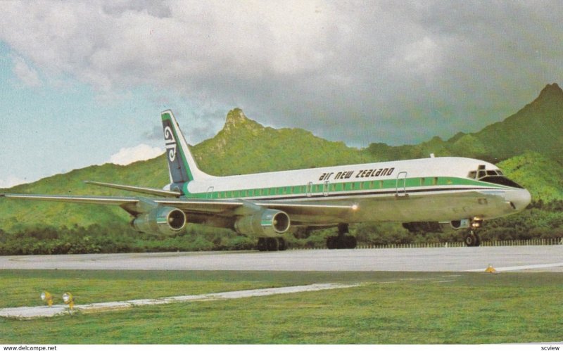 Air New Zealand's DC-8 on the landing strip, 1960s