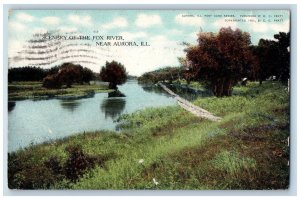 c1910's Scenery Of Fox River Grove Rustic Bridge Aurora Illinois Posted Postcard