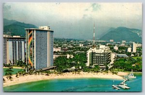 Hilton Hawaiian Village Waikiki Beach Birdseye View HI Postcard D22