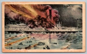 American   Steamboat Accident  Lexington   Postcard