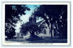 c1940s St. Rose of Lima Catholic Church, Denison Iowa IA Unposted Postcard 