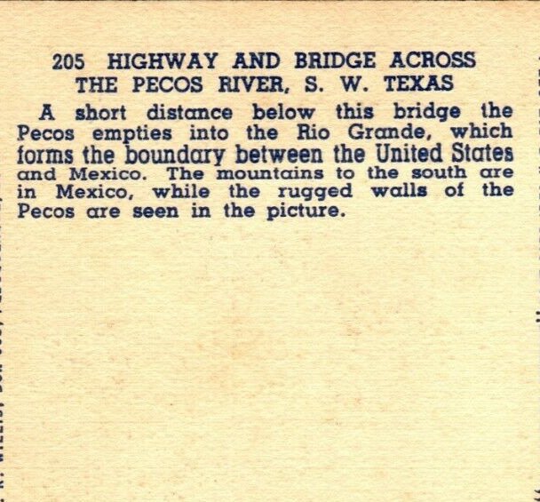 Postcard Texas Highway and Bridge Across the Pecos River SW Texas Linen Era 