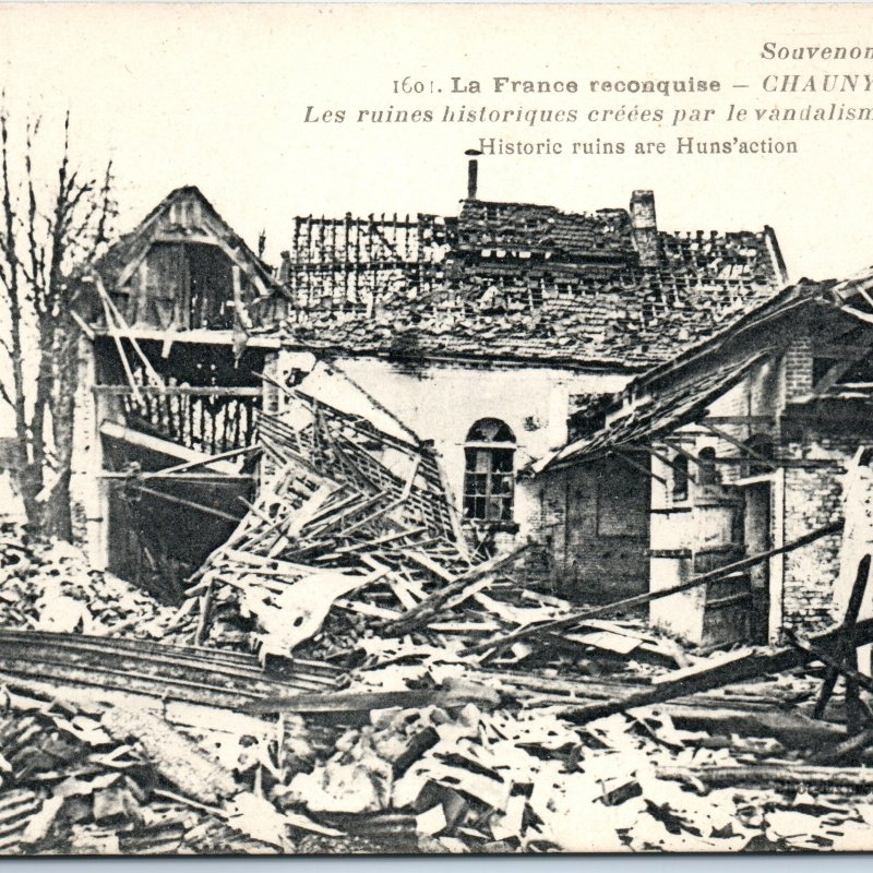 1910s Chauny, France WWI Ruins Prussian Vandalism Historic Buildings Debris A360