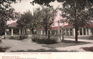 Milwaukee Wisconsin, Pavilion in Concert Grove Lake Park Nature Vintage Postcard